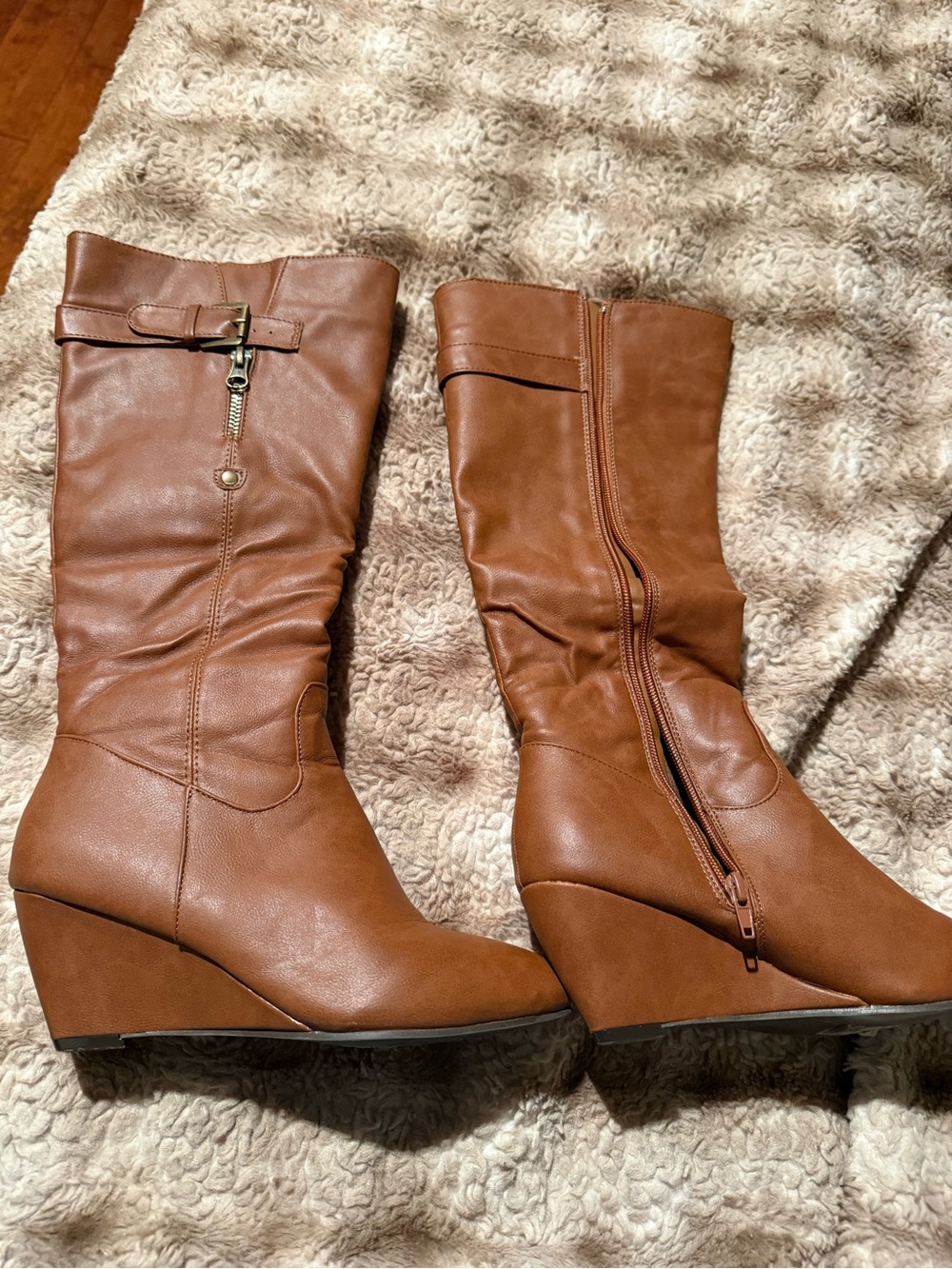 Women's Brown Wedge Mid-Calf Boots